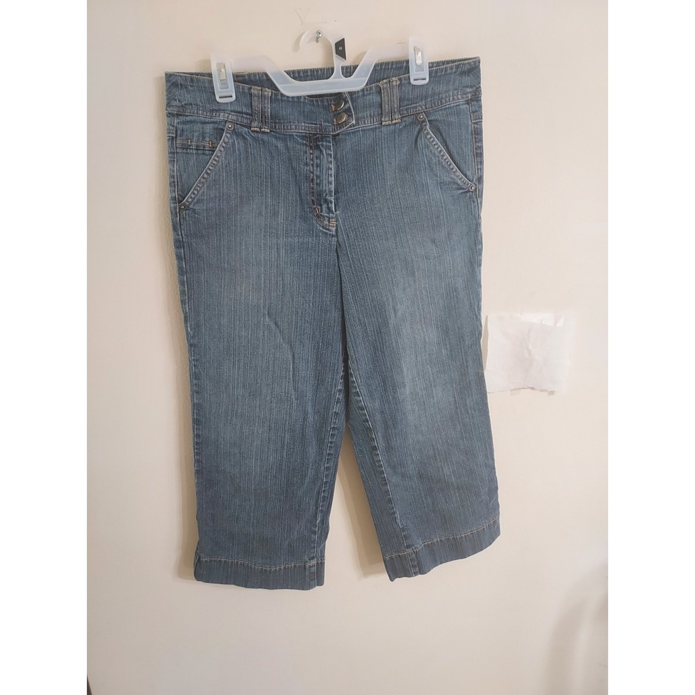 New York‎ & Company Denim Capris Women 12 Blue Medium Wash Stretch Cropped Jeans